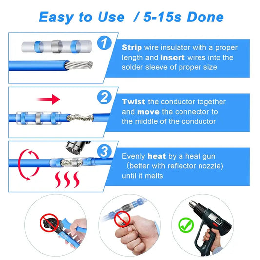 300PCS Solder Seal Wire Connectors - Waterproof Heat Shrink Butt Connectors