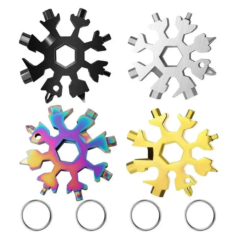 18-in-1 Snowflake Multi-Tool – Stainless Steel Portable Wrench, Screwdriver & Bottle Opener | Survival Gadget for Outdoor Adventures