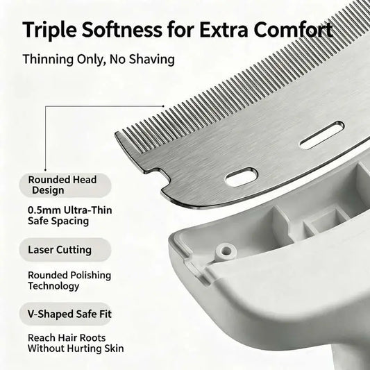Stainless Steel Dog Hair Remover Comb - Floating Detangler with One-Click Knot Opener
