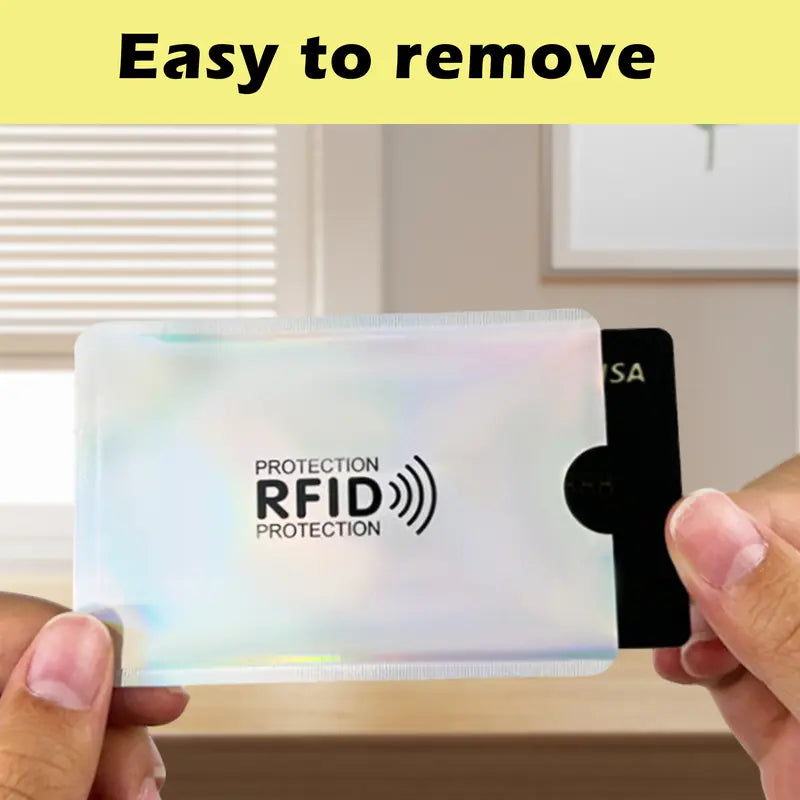 8 Counts RFID Blocking Card Sleeves Set | Anti-Demagnetization & Anti-Skimming | Tinfoil Material | Crescent Notch & Rounded Corner Design | Credit Card & ID Protection