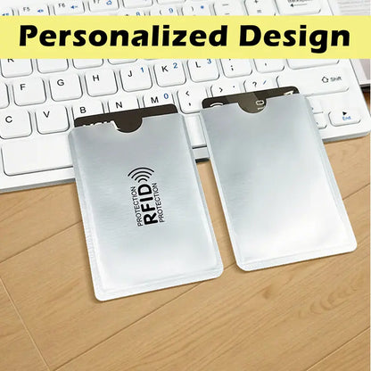 8 Counts RFID Blocking Card Sleeves Set | Anti-Demagnetization & Anti-Skimming | Tinfoil Material | Crescent Notch & Rounded Corner Design | Credit Card & ID Protection