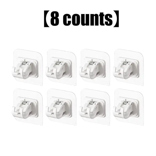 8PCS Curtain Rod Brackets with Clips, Transparent Drapery Hooks, Adjustable Rod Holder, Multipurpose Wall Mount for Living Room, Bathroom, Kitchen, Bedroom