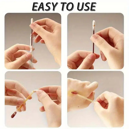 100 Cotton Swabs - Care & Pet Cotton Swabs, Individually Packaged | Portable for Outdoor Activities & Emergency Supplies