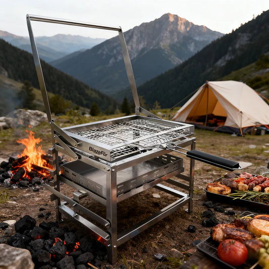 BlazeFor Stainless Steel BBQ Grill – Net & Carbon Clip Set (×2)