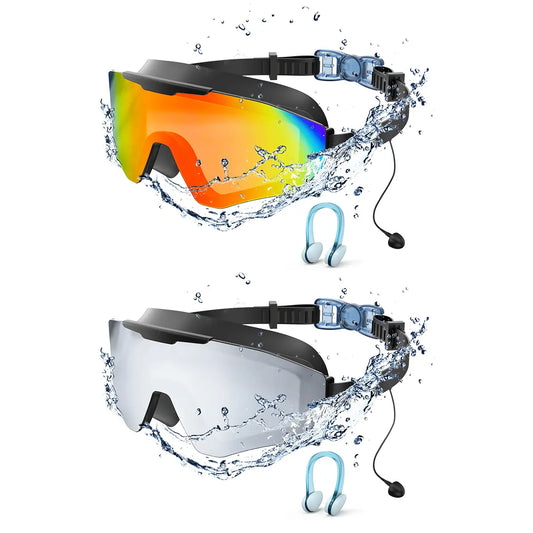 Outly 2-Pack Swim Goggles with Earplugs – Anti-Fog, UV Protection, 180° Wide View for Adults & Kids (Ages 4-12)