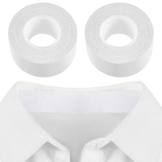 2 Rolls Sweat Pads Collar Protectors — Disposable Self-Adhesive Invisible Shirt Neck Liner Tape Against Sweat Stains for Men (1.18 Inch / 3M Per Roll)