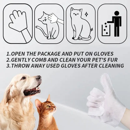 Pet Grooming Glove Wipes for Dogs & Cats – 6 Sheets, Rinse-Free Daily Care