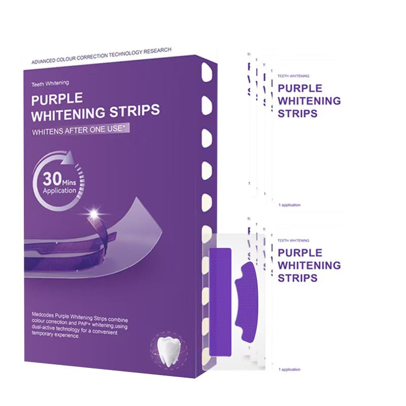 Purple Whitening Strips with Hydrogen Peroxide – Dentist-Grade Teeth Whitening