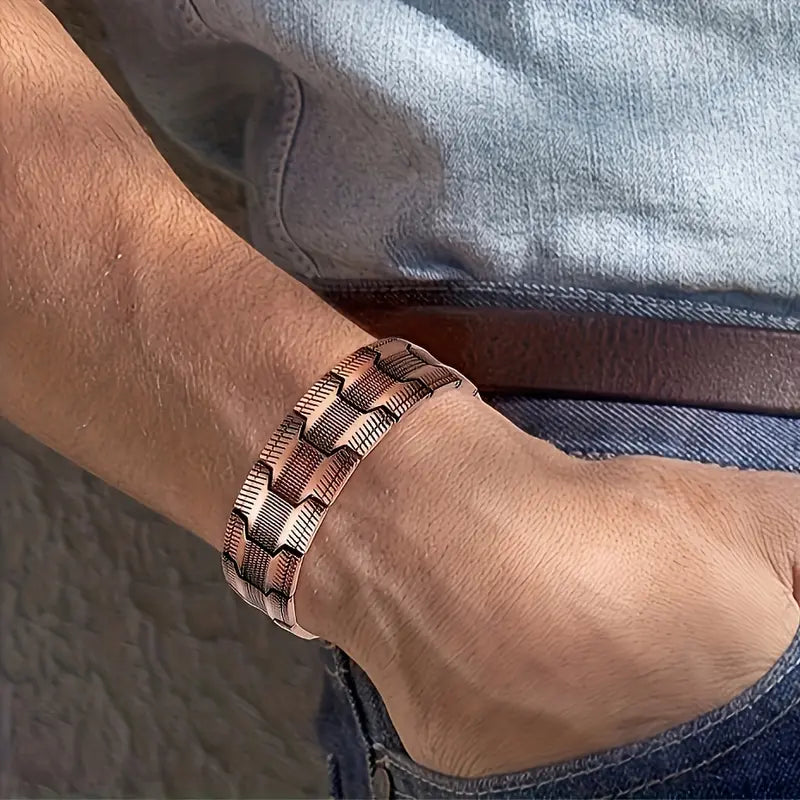 Men's Copper Magnetic Bracelet – Triple Row Super Magnet with Adjustable Size Tool