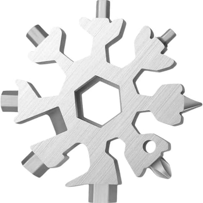 18-in-1 Snowflake Multi-Tool – Stainless Steel Portable Wrench, Screwdriver & Bottle Opener | Survival Gadget for Outdoor Adventures