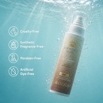GRODOM Sun-Kissed Glow Self Tanning Water Mist – Organic, Streak-Free & Natural Tan for Body, Face & Hands | Cruelty-Free, Vegan, Paraben-Free | All Skin Types