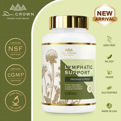 Dr. CROWN Lymphatic Drainage Supplement for Women & Men - 120 Capsules