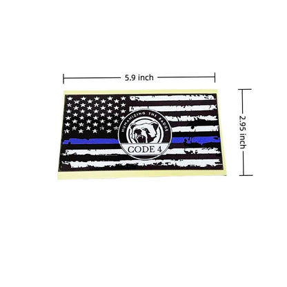 Thin Blue Line Code 4 Sticker - Show Police Support! Waterproof 3D Decal for Car, Laptop, Helmet | Back the Blue Cop Gift