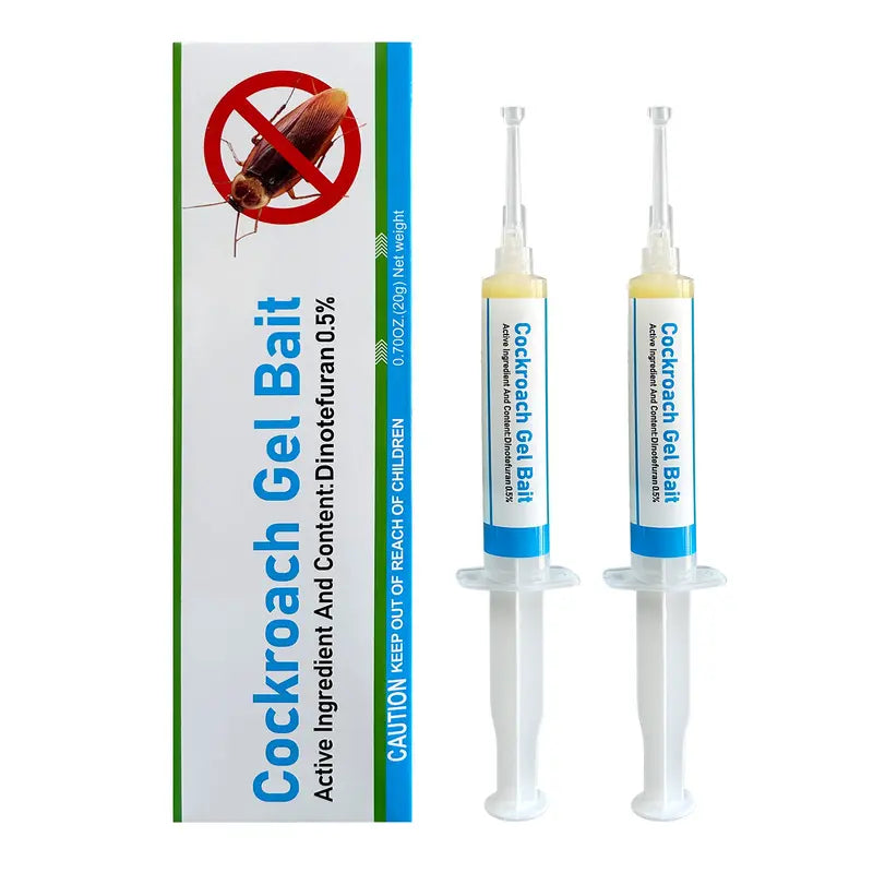 Indoor Cockroach Exterminator Gel – 2-Pack Syringes for American, German & Common Roaches