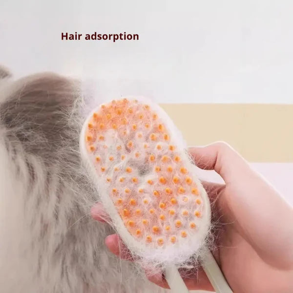 3-in-1 Steam Pet Brush | Self-Cleaning Grooming Comb for Dogs & Cats | Anti-Static Mist Spray | Bionic Anti-Scratch Pins | USB Rechargeable (White)