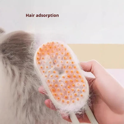 3-in-1 Steam Pet Brush | Self-Cleaning Grooming Comb for Dogs & Cats | Anti-Static Mist Spray | Bionic Anti-Scratch Pins | USB Rechargeable (White)