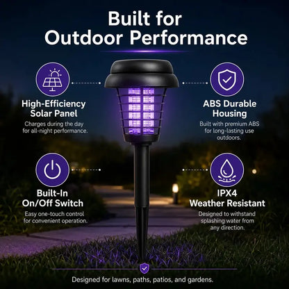 Solar Mosquito Zapper Garden Stake Light – UV Insect Killer + Pathway Lamp, IPX4 Weatherproof