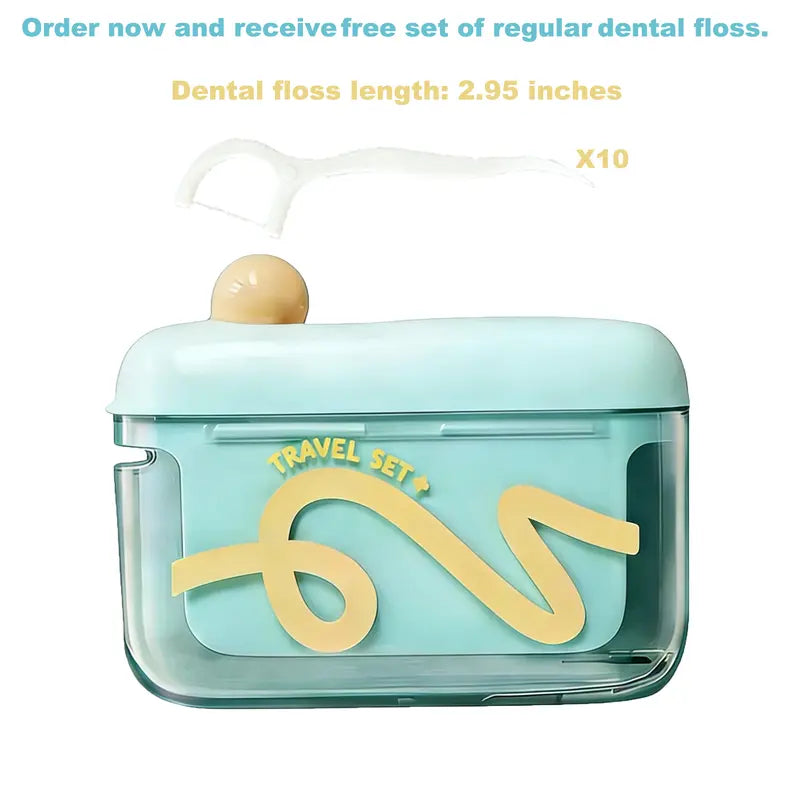 Travel Dental Floss Pick Dispenser Case — Auto Pop-Up, Portable & Refillable