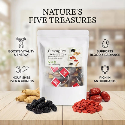 80 bags Kidney Tea Formula | Ginseng Five Treasure Tea | Red Date Wolfberry Mulberry Herbal Health Tea for Men — ZY