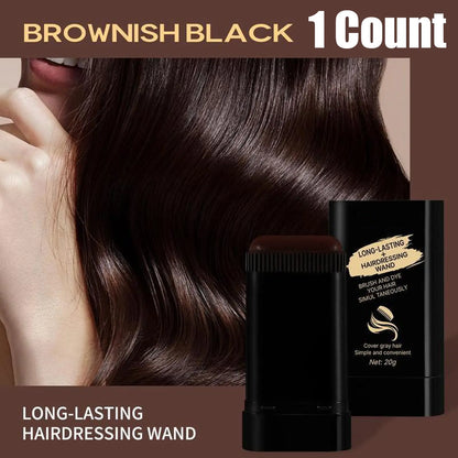 2-Pack Long-Lasting Hair Dye Wand Stick – Instant Gray Coverage, Waterproof & Sweatproof Hairdressing Comb (20g, Black)
