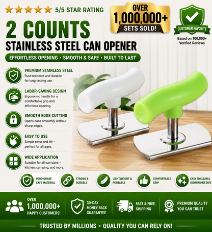 2PCS Stainless Steel Jar Opener for Weak Hands | Effortless Opening for Mason Jars & Cans | Adjustable, Smooth Edge, Dishwasher Safe | White + Green