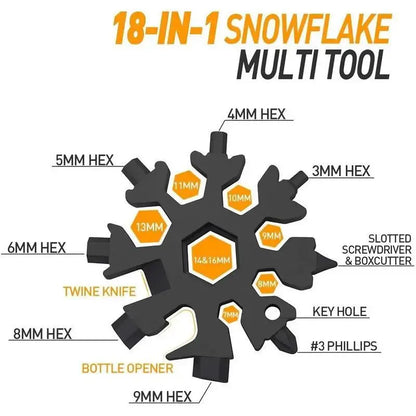 18-in-1 Snowflake Multi-Tool – Stainless Steel Portable Wrench, Screwdriver & Bottle Opener | Survival Gadget for Outdoor Adventures