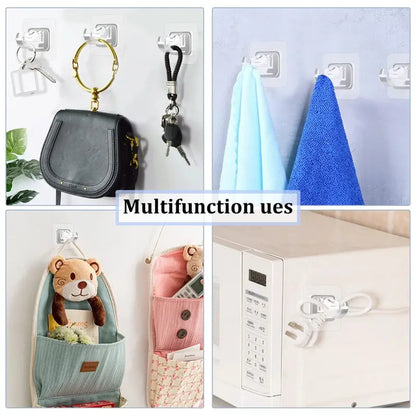 8PCS Curtain Rod Brackets with Clips, Transparent Drapery Hooks, Adjustable Rod Holder, Multipurpose Wall Mount for Living Room, Bathroom, Kitchen, Bedroom