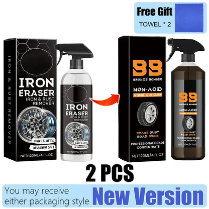 Automotive Rust Remover Spray 120ML – Fast-Acting Iron & Rust Cleaner for Wheels, Rims & All Metal Surfaces – Premium Car Detailing Chemicals, Safe for Most Automotive Finishes, Cars & Motorcycles