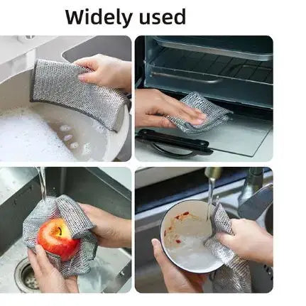 10 Counts Dishwashing Rags — Double Side Multipurpose Non-Scratch Wire Dishcloths, Reusable Cleaning Cloths for Kitchen, Sinks & Pans