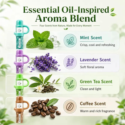 Hexniffler Essential Oil Aroma Stick, Portable Aroma Stick with Menthol & Plant Essential Oils, Pocket-Size Personal Care Accessory for Travel, Work, Study & Daily Use, 4 Scents