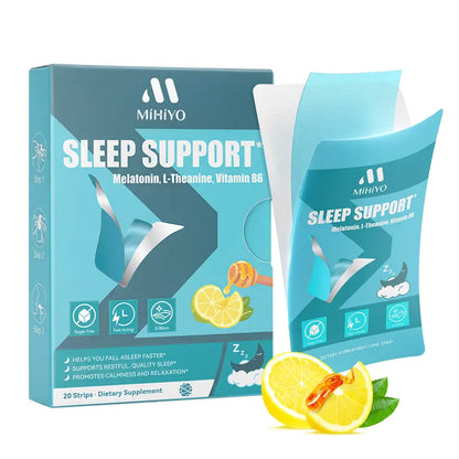 MIHIYO Sleep Support Melatonin 5mg Strips — Fast Dissolving, Sugar Free, Honey Lemon, 20 Strips
