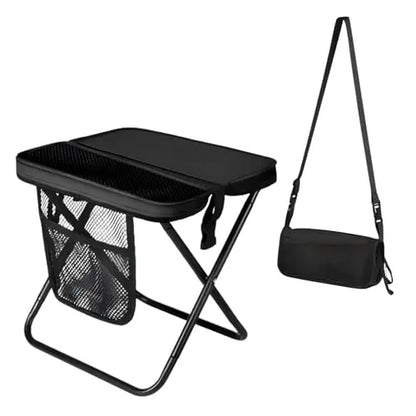 12" Portable Collapsible Stool - Folding Chair with Storage Pouch, Convertible Satchel for Hands-Free Carry & Supports 265Lbs, Ultralight for Hiking, Fishing, Camping, Festivals