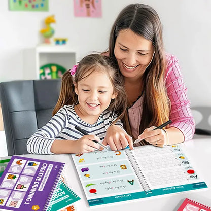 TIMETOME Reusable Grooved Handwriting Workbook for Kids – 6-Book Set