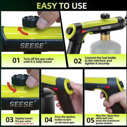 SEESE Propane Torch — One-Touch Max Fire, Safety Lock, Adjustable Flame | BBQ, Searing, Fireplace