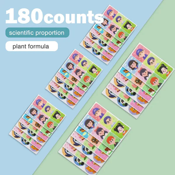 180-Count Mosquito Repellent Stickers for Kids | Plant-Based DEET-Free Formula | Up to 12 Hours Protection | Cute Animal & Character Designs | Safe for Baby