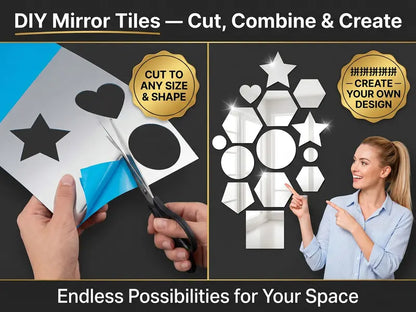 Self-Adhesive Flexible Mirror Sheets, Full Length Wall Mirror Stickers for Home Decor, Peel and Stick Soft Mirror Film for Bedroom & Dorm