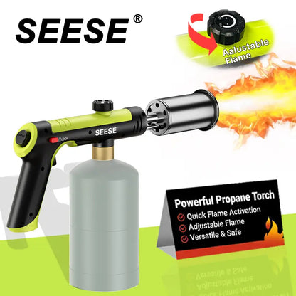 SEESE Propane Torch — One-Touch Max Fire, Safety Lock, Adjustable Flame | BBQ, Searing, Fireplace