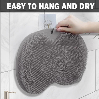Silicone Shower Foot Scrubber Mat – Exfoliating Body Brush with Non-Slip Suction Cups, Wall-Mountable