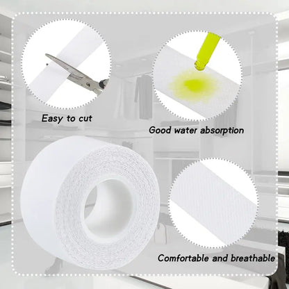 2 Rolls Sweat Pads Collar Protectors — Disposable Self-Adhesive Invisible Shirt Neck Liner Tape Against Sweat Stains for Men (1.18 Inch / 3M Per Roll)