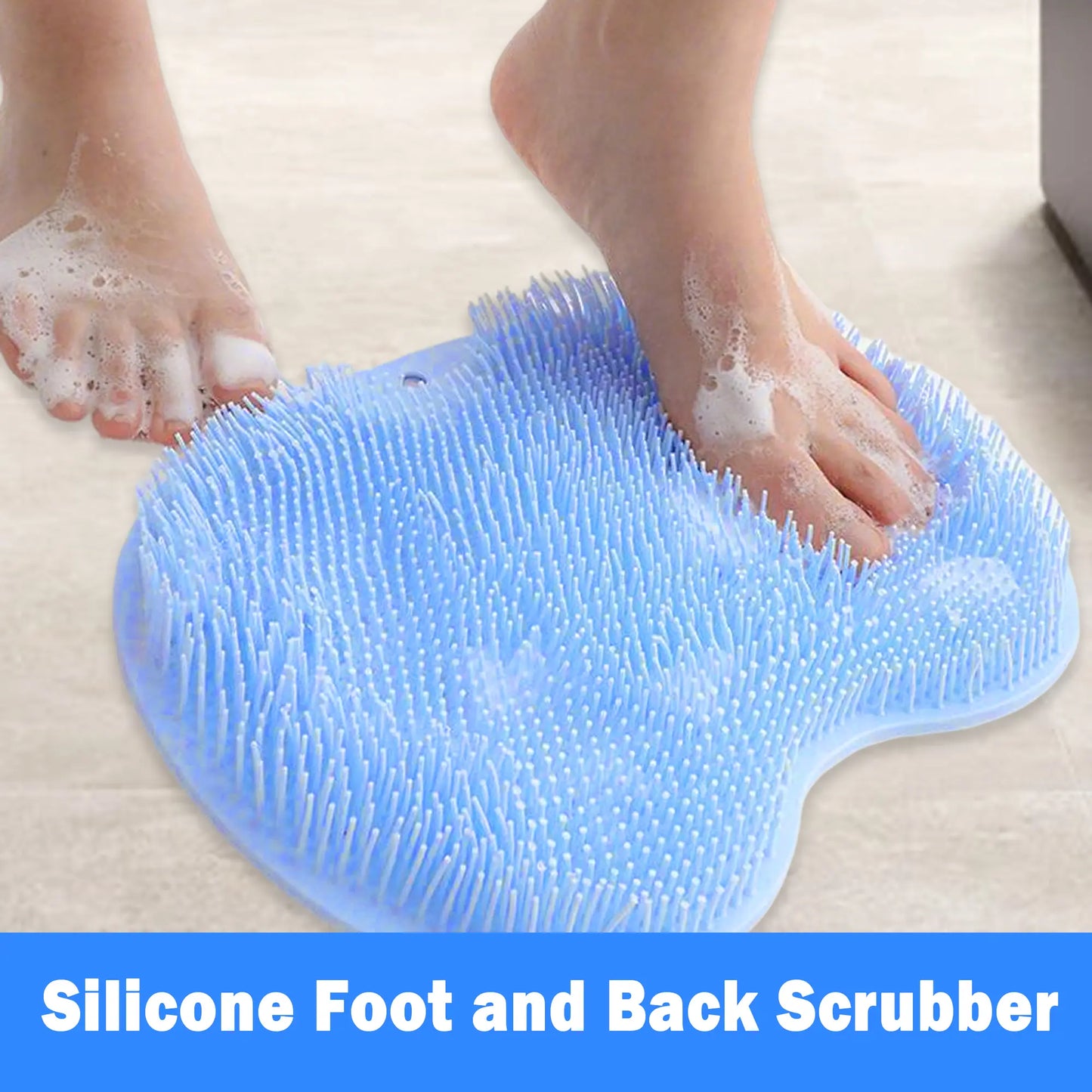 Silicone Shower Foot Scrubber Mat – Exfoliating Body Brush with Non-Slip Suction Cups, Wall-Mountable