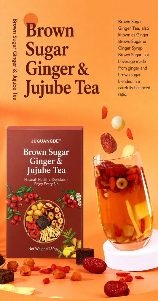 Juguangde Brown Sugar Ginger & Jujube Tea – Natural Herbal Blend | No Boiling Needed | 180g