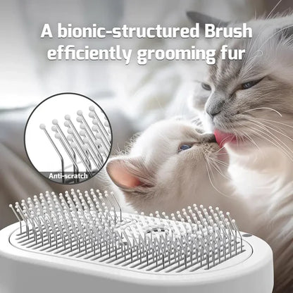 3-in-1 Steam Pet Brush | Self-Cleaning Grooming Comb for Dogs & Cats | Anti-Static Mist Spray | Bionic Anti-Scratch Pins | USB Rechargeable (White)