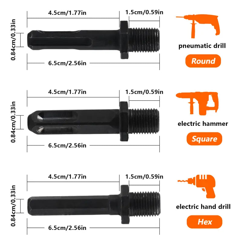 32mm Firewood Splitter Drill Bit Set – Heavy-Duty Wood Splitting Cone for Impact Drill, Electric Hammer & Hand Drill | Round + Square + Hex Shank