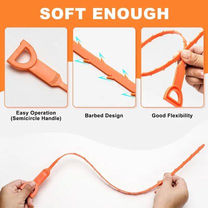 Drain Snake Hair Clog Remover – 5 Pack, 20-Inch Flexible Drain Cleaner Tool