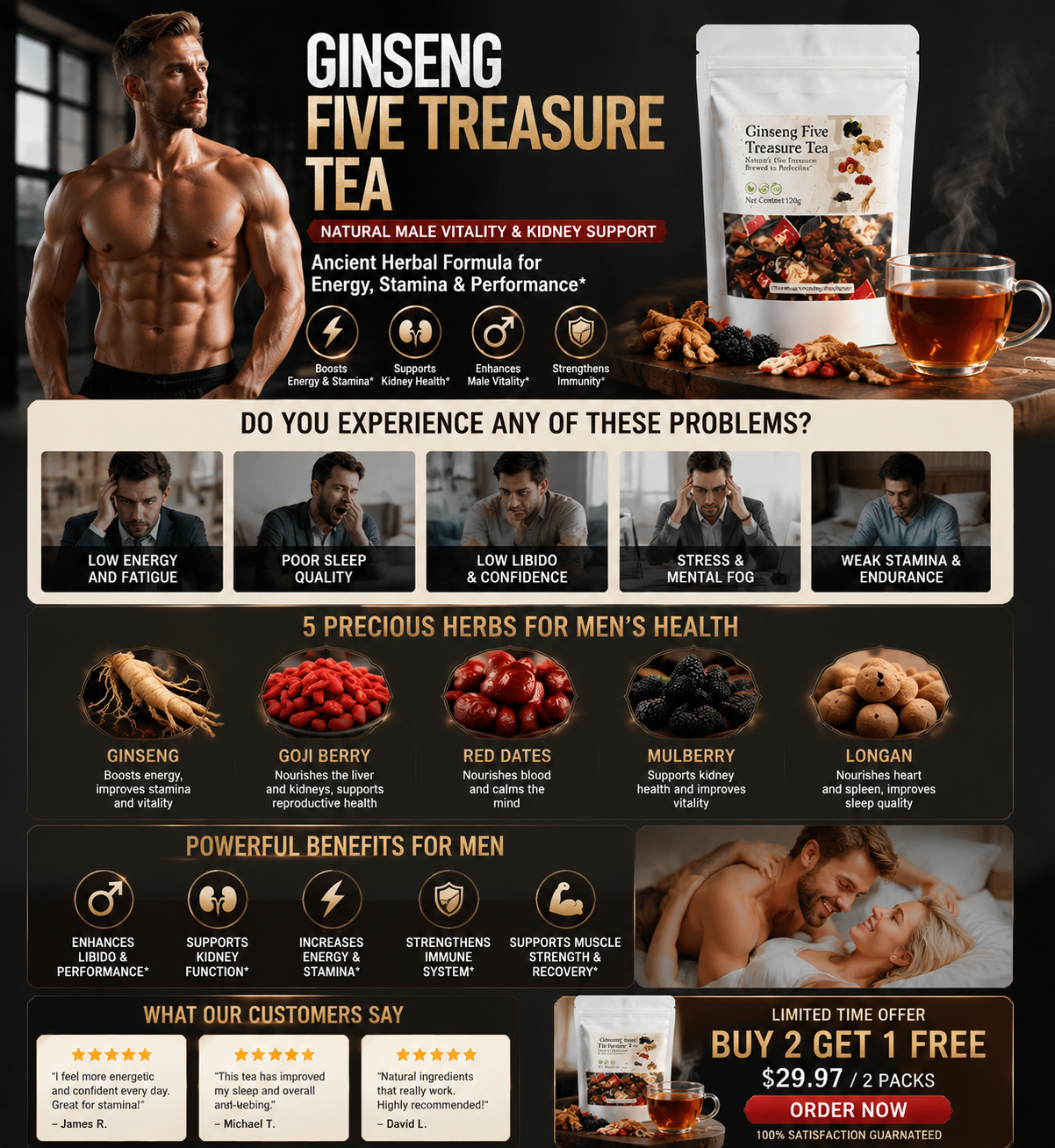 Ginseng Five Treasures Tea botanical ingredients