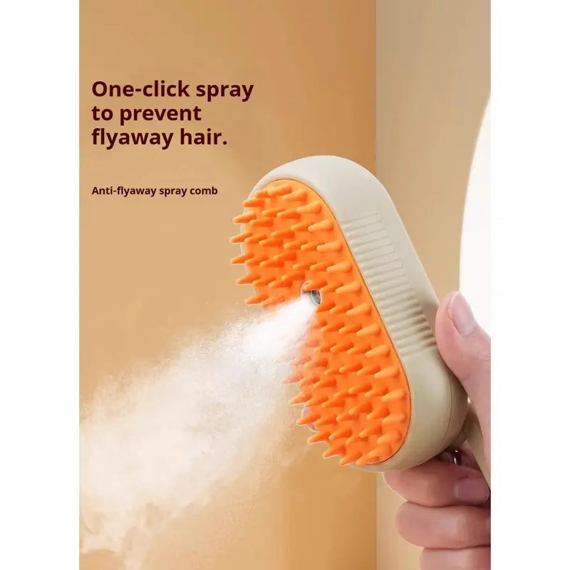 Steam Pet Hair Remover – 3-in-1 Cat & Dog Grooming Brush with Adjustable Steamy Mist