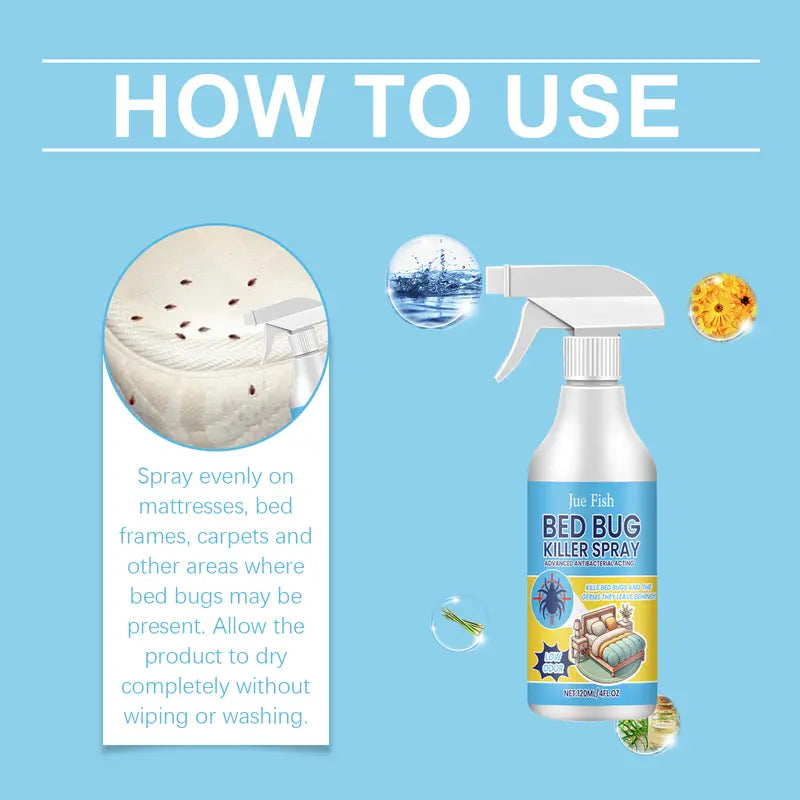 Bed Bug Killer Spray — Kills on Contact & Eggs — Plant-Based, No-Rinse — Safe Around Kids & Pets — Also for Fleas, Mites, Flies & Mosquitoes