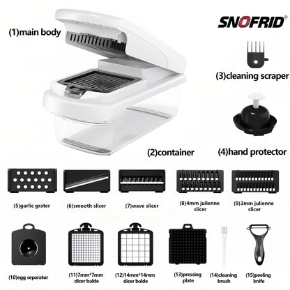 Snofrid 15-in-1 Vegetable Chopper with 8 Blades & Container