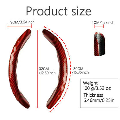 Carbon Fibre Steering Wheel Cover | Anti-Slip & Waterproof | 3D Embossing Card Structure | Universal O-Type & D-Type | 4-Season Car Interior Accessory