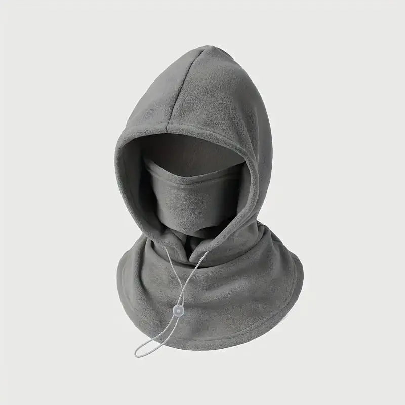 Close-up of adjustable drawcord on cream winter hood